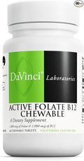 DAVINCI Labs Active Folate B12 Chewable - Dietary Supplement to Support Heart Health, Healthy Nerves, Immune Function and Energy Production* - with Folate and Vitamin B12-60 Chewable Tablets