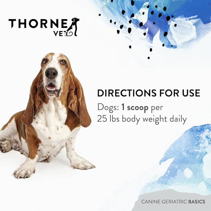 ThorneVET Canine Geriatric Basics – Senior Dog Multi-Vitamin/Mineral Powder Formula Supports Healthy Cognition, Joints, and Eyes, 90 Scoops