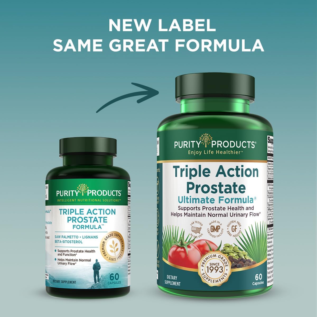 Triple Action Prostate Ultimate Formula – Men’s Prostate Supplement - Zinc, Saw Palmetto, Pygeum, Pumpkin Seed Oil Extract & Phytosterols – Supports Urinary Flow, Bladder & Heart Health – 60 Capsules
