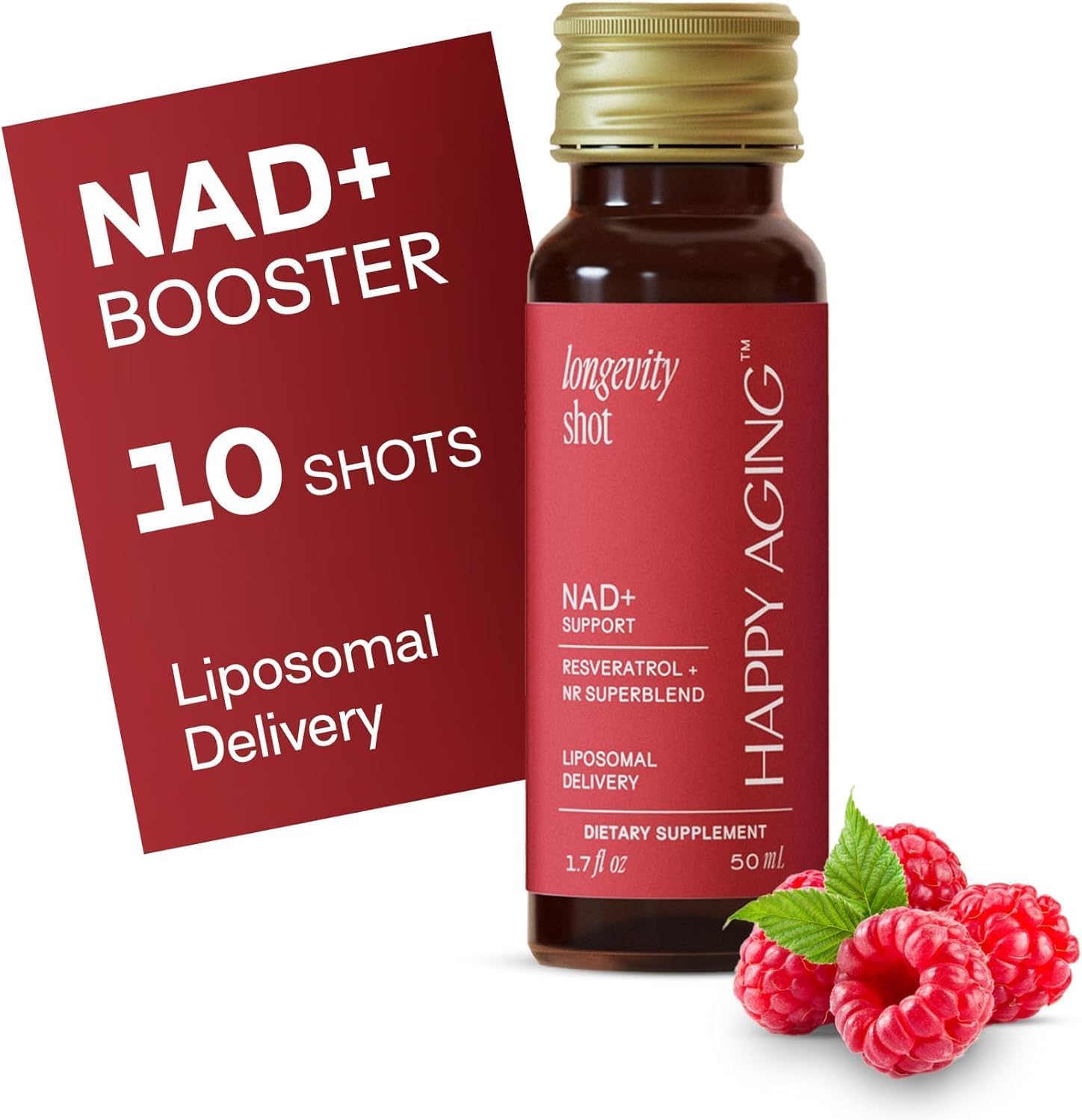 Liquid NAD+ Longevity Shots | Liposomal Nicotinamide Riboside and Resveratrol with Ceramides & Antioxidants | Twice-a-Week | Firm Skin & Brain Health| NMN Alternative | 30-Week Supply