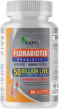 America Medic & Science Florabiotix Probiotic (30 Capsules) | Dietary Supplement for Men and Women| 50 Billion Live Cultures | 10 Probiotic Strains | Supports Digestive and Immune Health