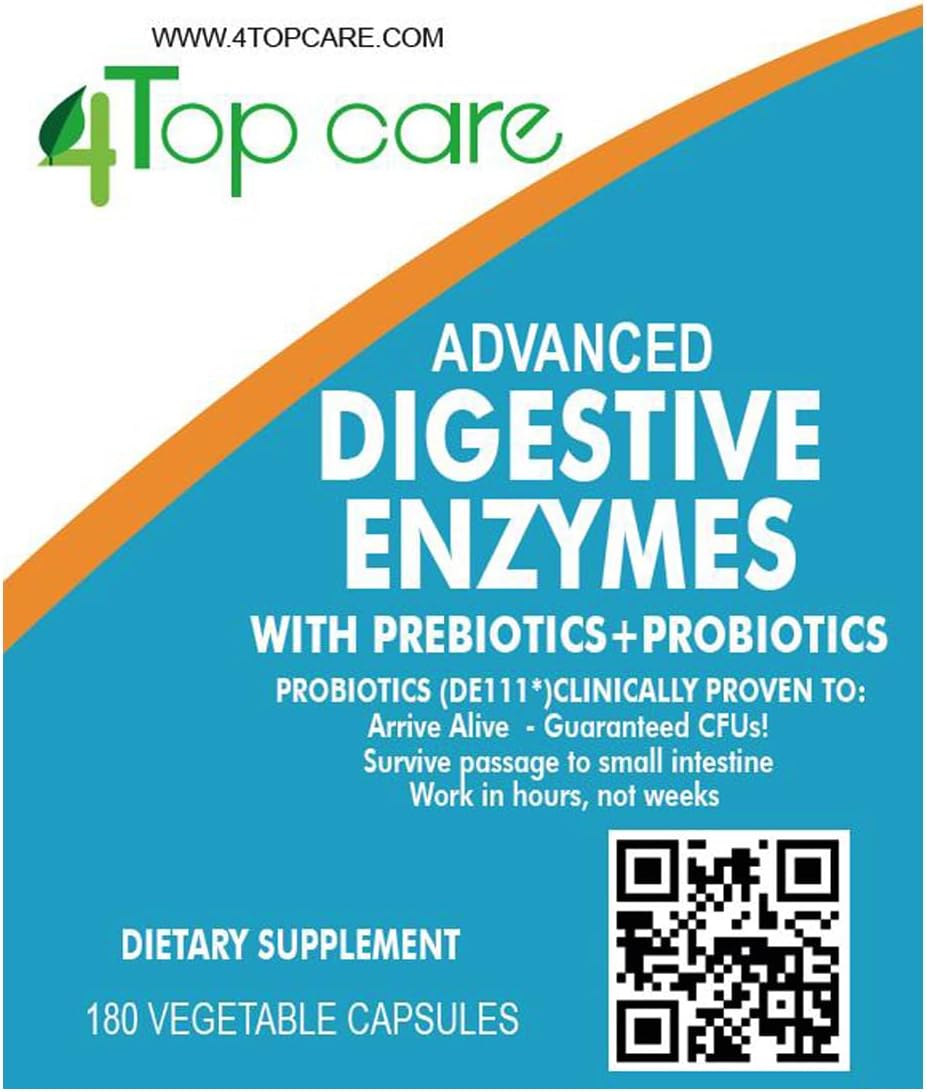 H4U Advanced Digestive Enzymes: an Ultimate Health Solution with Probiotics, Prebiotics, and Enzymes for Both Women and Men. Vegetarian Digestive Enzyme Supplement (180 - Count)