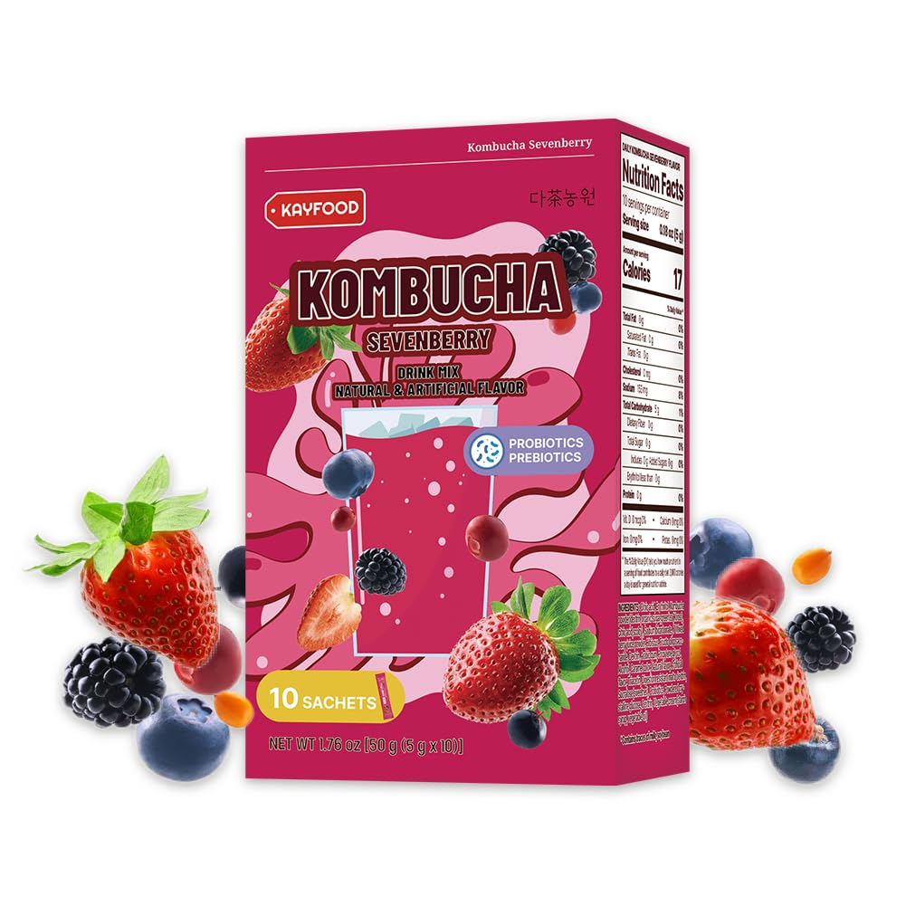 KAYFOOD-Kombucha-Sevenberry-Garden-Daily Zero Sugar, Diet, Gut Healthy Sparkling Beverage, Fermented Korean Drinks for Iced Tea Hot Tea, Workout T (10)