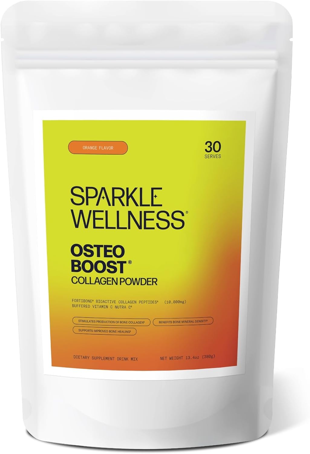 Osteo Boost (Orange) [30 Serves] | Collagen Powder Supplement | FORTIBONE Bioactive Collagen Peptides and Buffered Vitamin C Nutra C | Bone Supplements