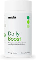 Mida Health® Daily Boost 3-in-1 Weight Loss, Energy, Focus Support for Women & Men | 7-Keto DHEA Thermogenic with Natural Caffeine, CoQ10, B12, Ginkgo, Ginseng, L-Theanine, Folate | 90 Capsules
