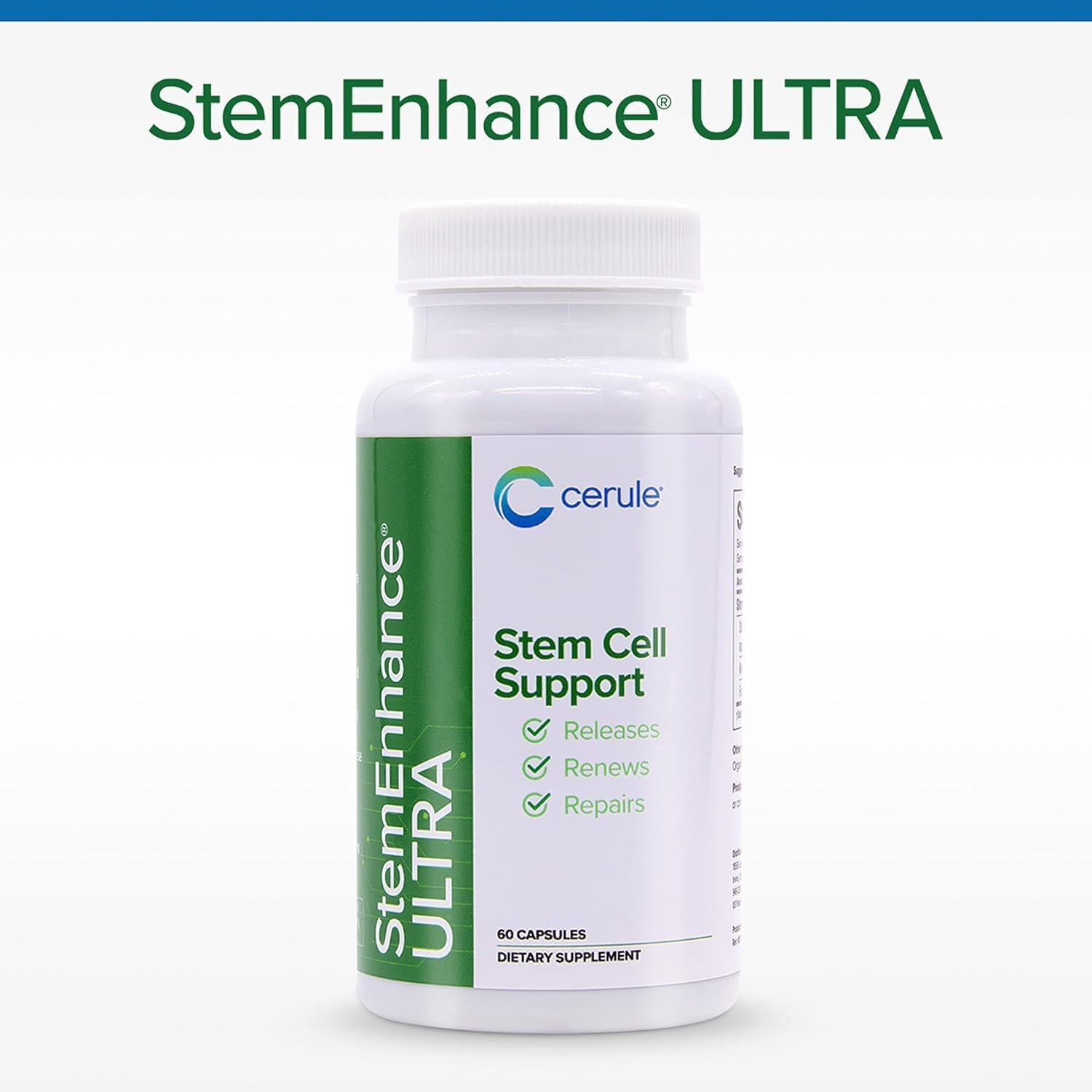 Cerule StemEnhance Ultra Stem Cell Support Supplement with Extracts from Freshwater Microalgae and Marine Macroalgae to Help Increase Circulating Adult Stem Cells and Promote Healing Two Pack