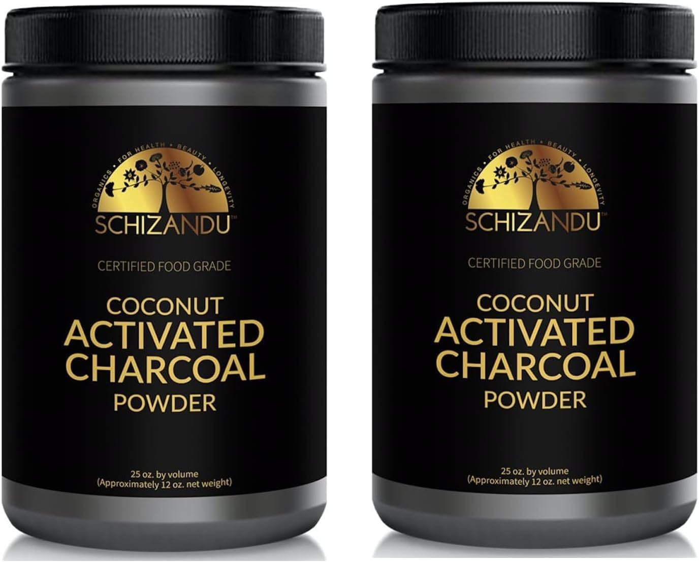 Organic Charcoal Powder Activated Charcoal Natural, Vegan, Organic, GMO Free - Large Bottle 25 oz Powder - 2pack