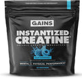 Gains in Bulk Instantized Creatine Monohydrate for Women and Men, Soluble Pre Workout Powder, Supports Muscle Building, Strength and Performance, Bodybuilding Supplements, Blue Raspberry, 30 Servings