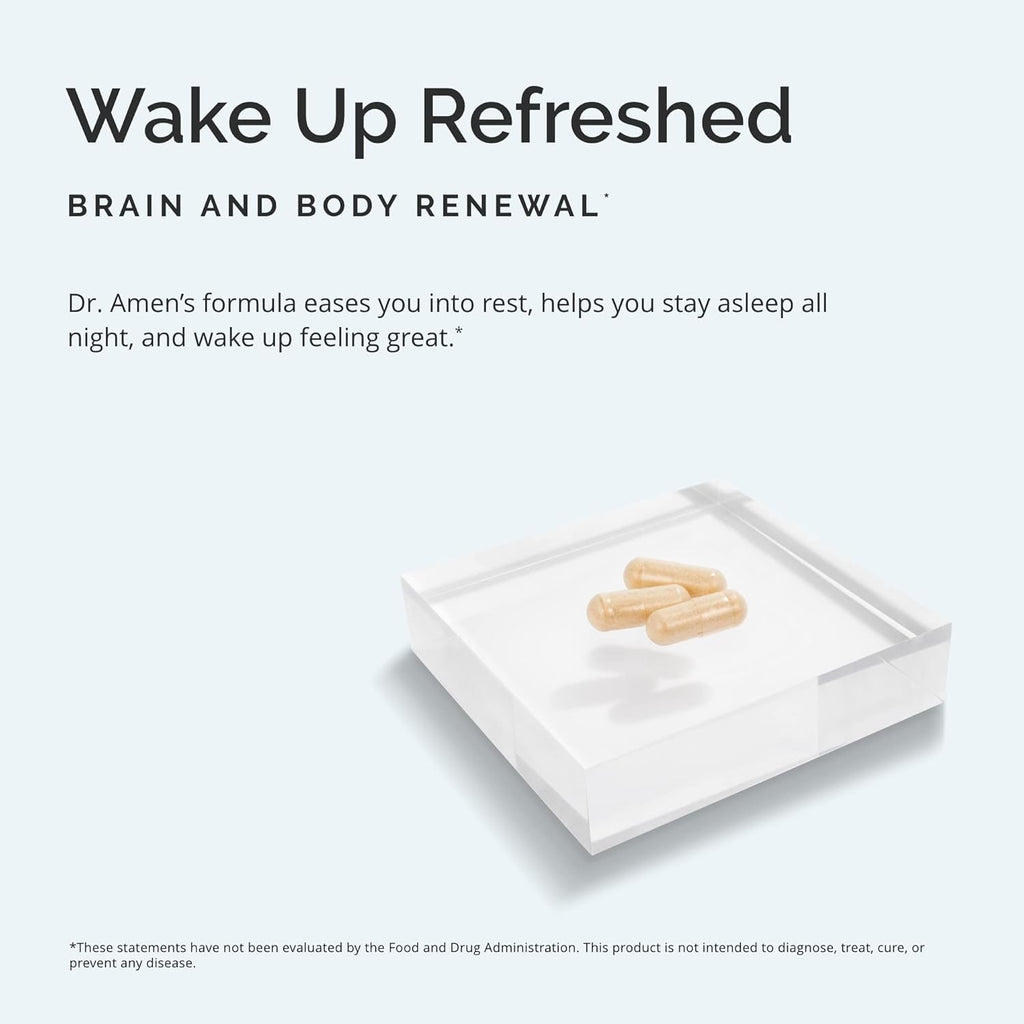 Dr. Amen brainMD Restful Sleep - 60 Capsules - Promotes Relaxation & Calm, Contains Melatonin, Valerian, GABA & Magnesium, Non-Habit Forming - Gluten-Free - 15 Servings