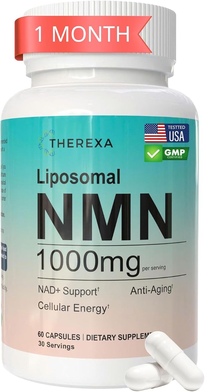 NMN Supplement 1000mg Pure - Liposomal NMN for NAD+ Supplement, Tested in USA, 60 Capsules