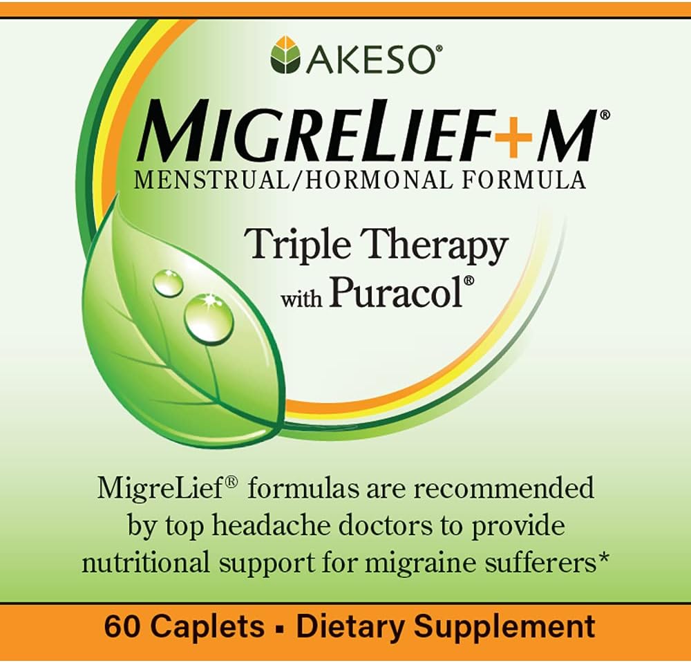 MigreLief+M – Advanced Nutritional Support Supplement for Women’s Neurological Health and Head Comfort – 60 Caplets (1-Month Supply)
