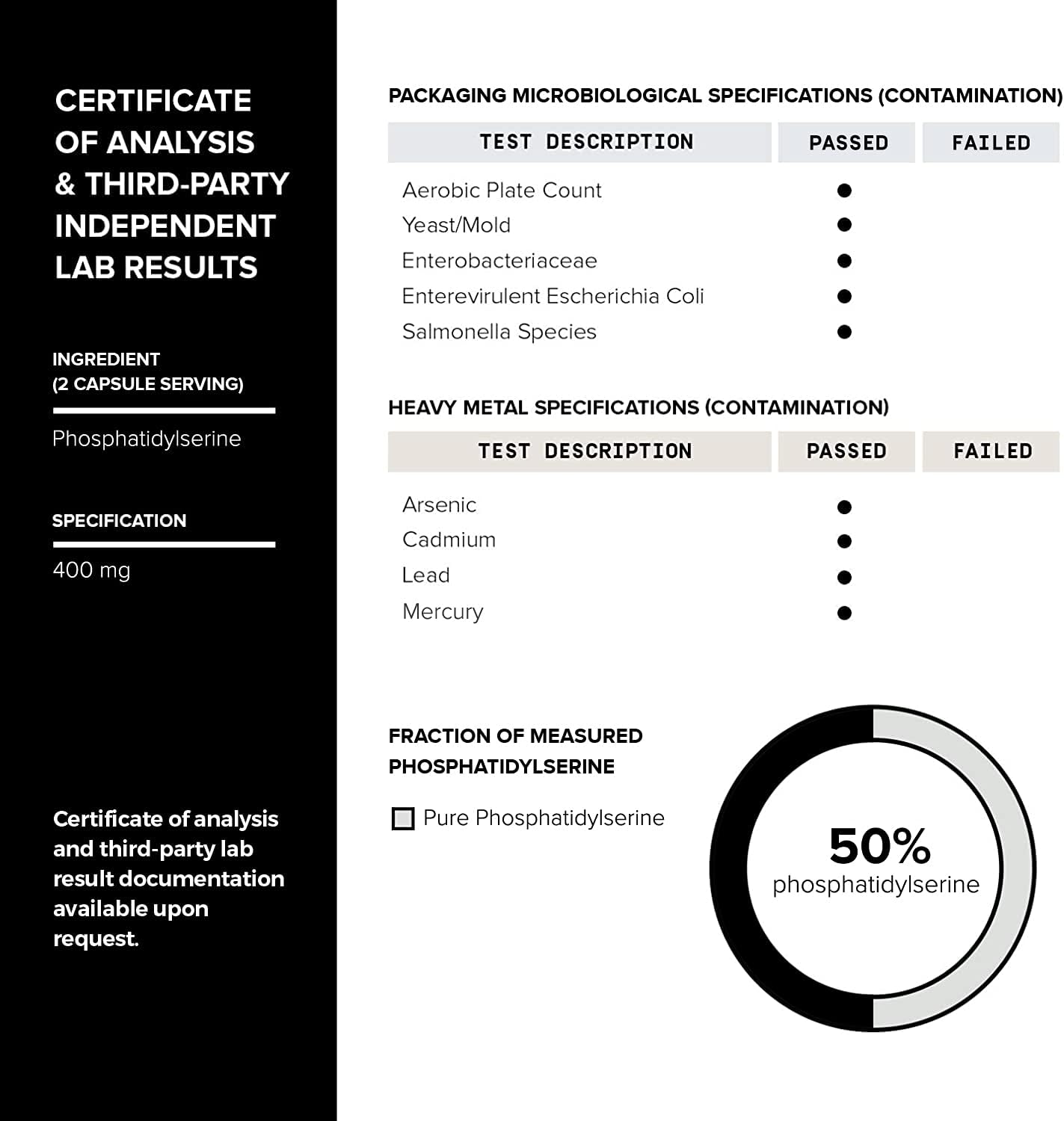 Toniiq Phosphatidylserine - 400mg Formula - World’s First 50% Purity - Highest Purity in The US - Soy Free Phosphatidylserine Supplement - 90 Veggie Capsules