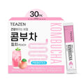 TEAZEN Peach Kombucha Tea, Hydration Drink Mix, Sugar Free, Live Probiotics & Prebiotics, 30 Sticks, 5.29oz