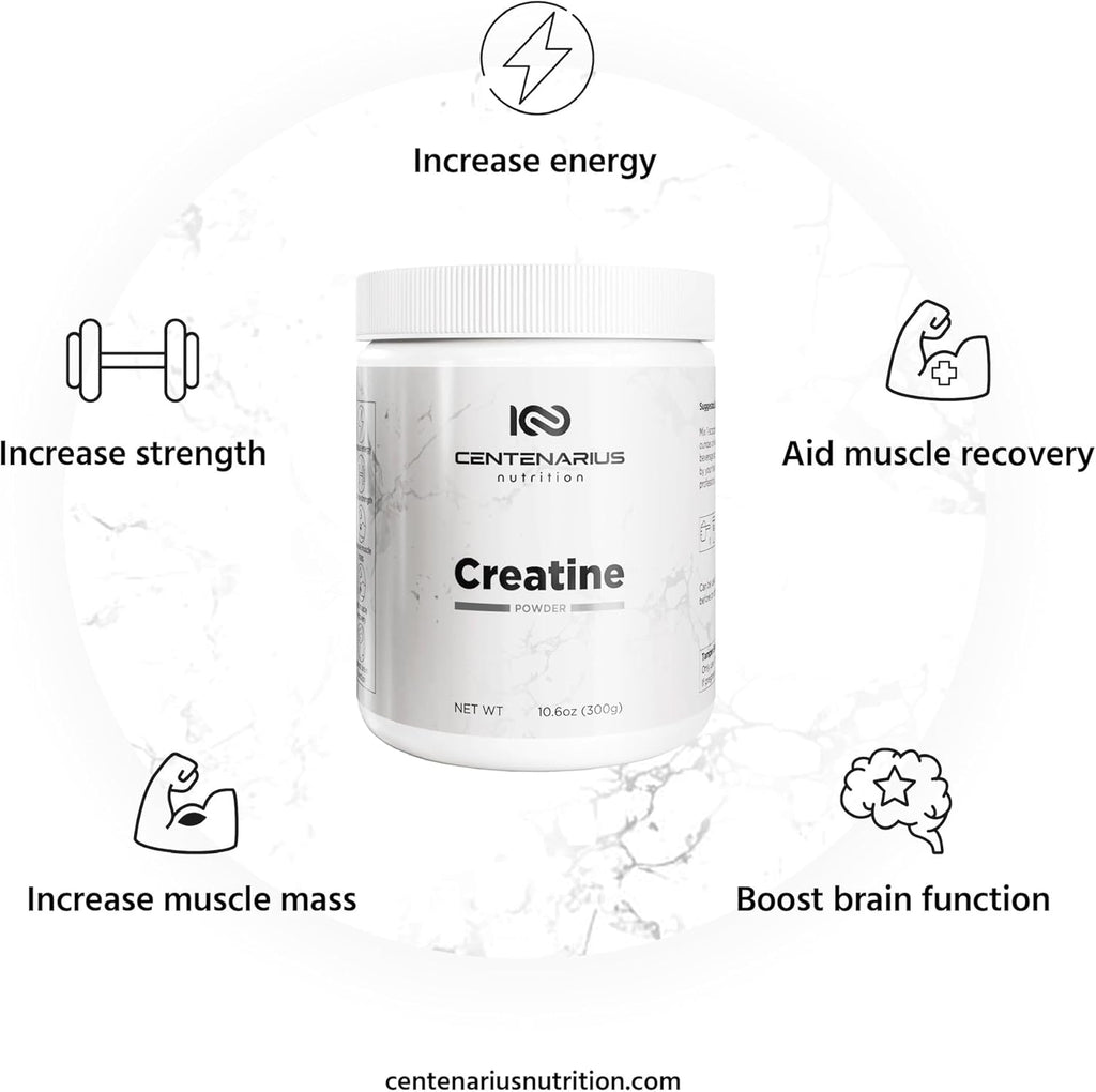 Centenarius Nutrition Creapure® Creatine Monohydrate Powder Supplement - Creatine for Women and Men - Unflavored Micronized Creatine Powder for Strength & Endurance