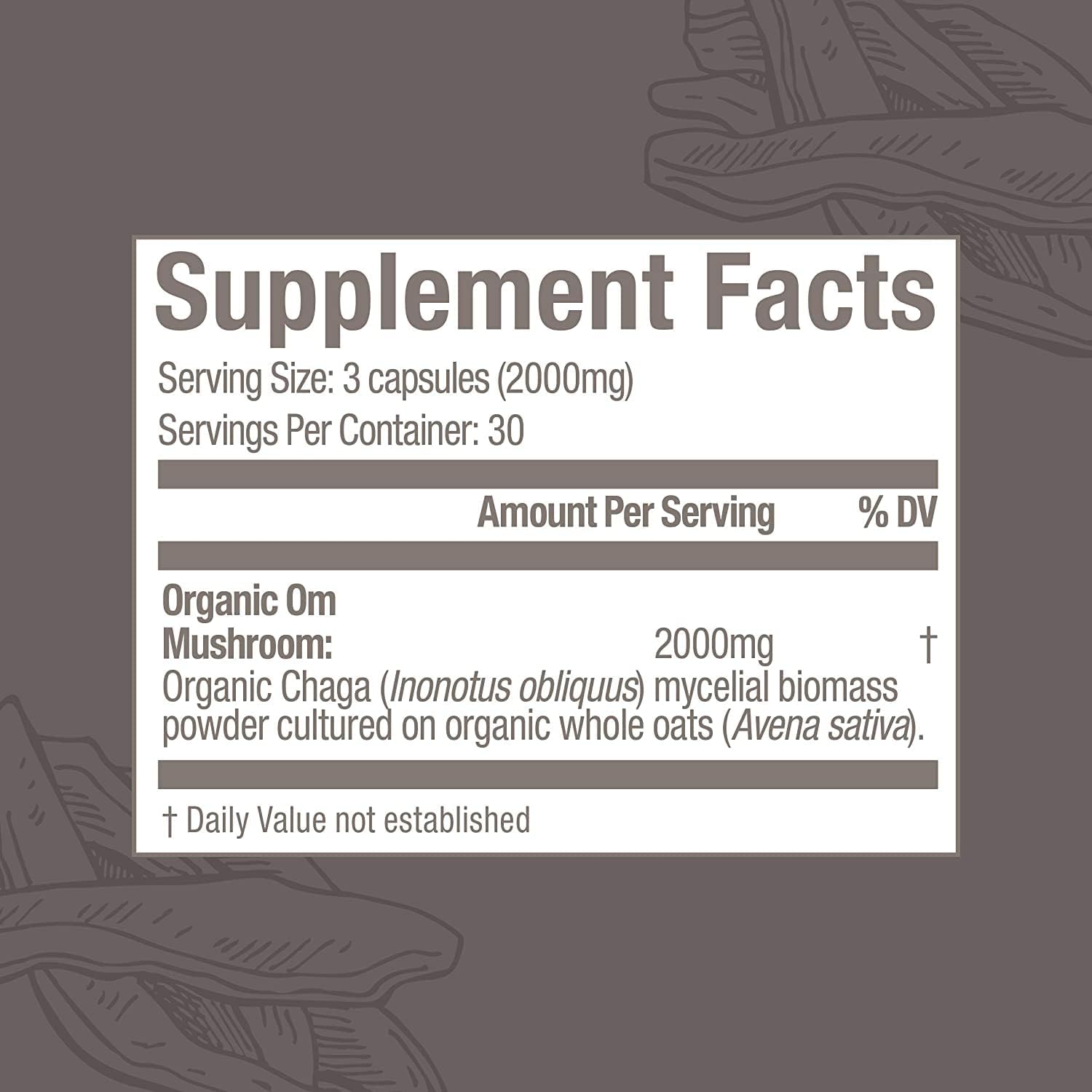 OM MUSHROOM SUPERFOOD Chaga Mushroom Capsules Supplement, Sacred Antioxidants & Immune Support, 90 Count, 30 Days