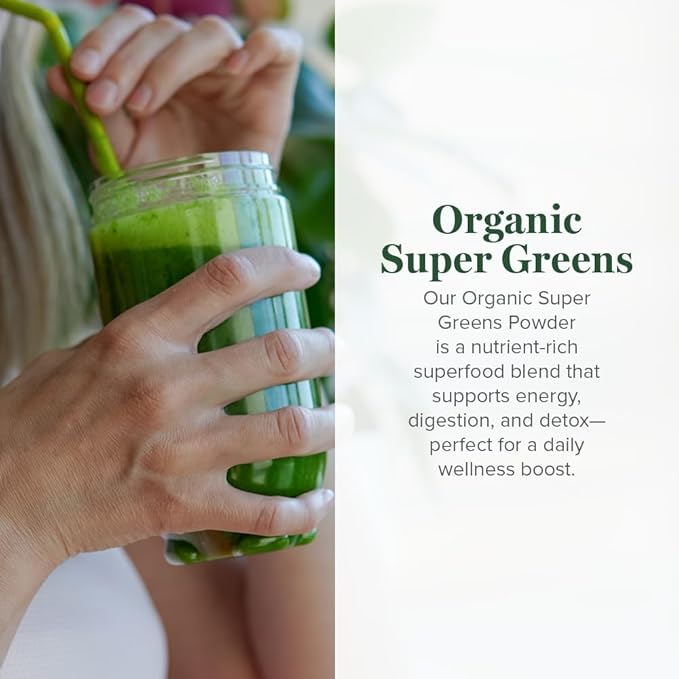 Global Healing Organic Super Greens Powder Blend - Greens Superfood Powder with 15 Raw Whole Sprouts - Delicious Green Juice Smoothie Mix for Daily Nutrition - Non-GMO, Gluten-Free Greens Supplements