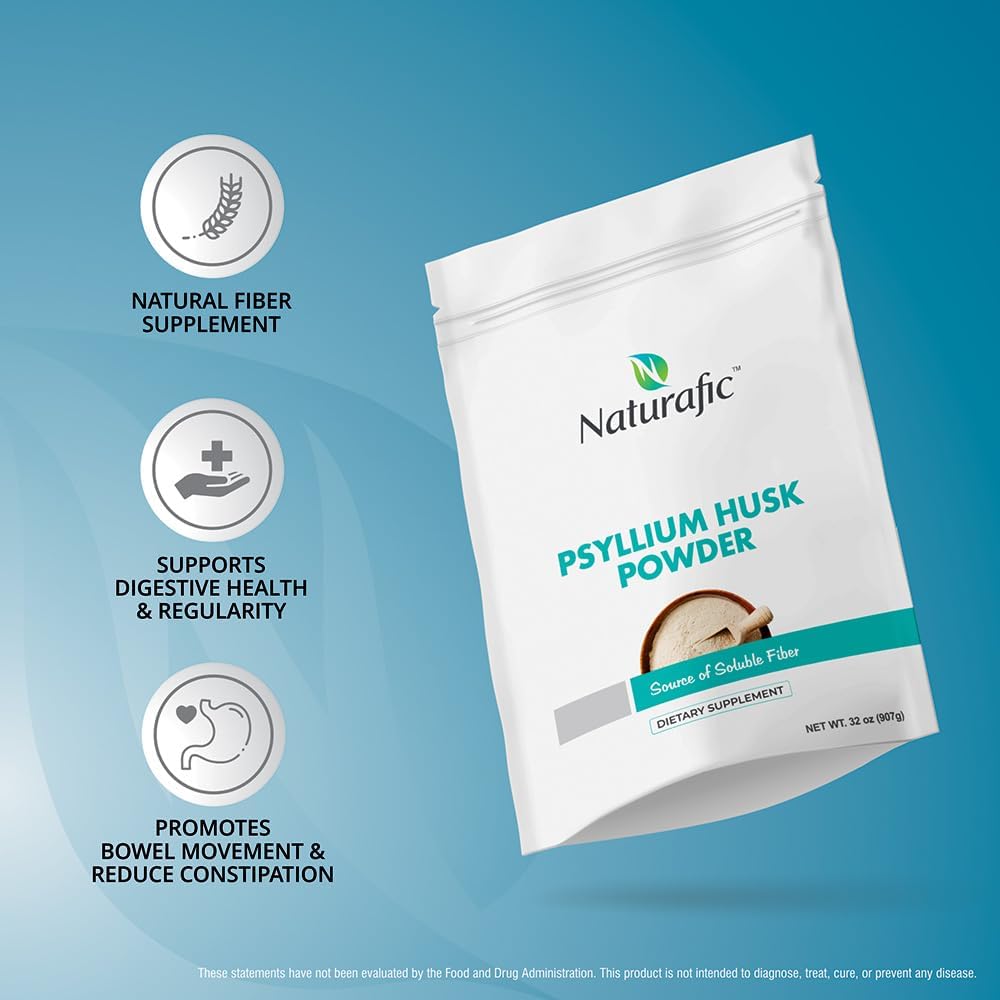 Psyllium Husk Powder – 100% Pure Natural Fiber for Digestive Health & Regularity, Non-GMO, Gluten-Free, Vegan, 32 oz – Supports Healthy Bowel Movements.