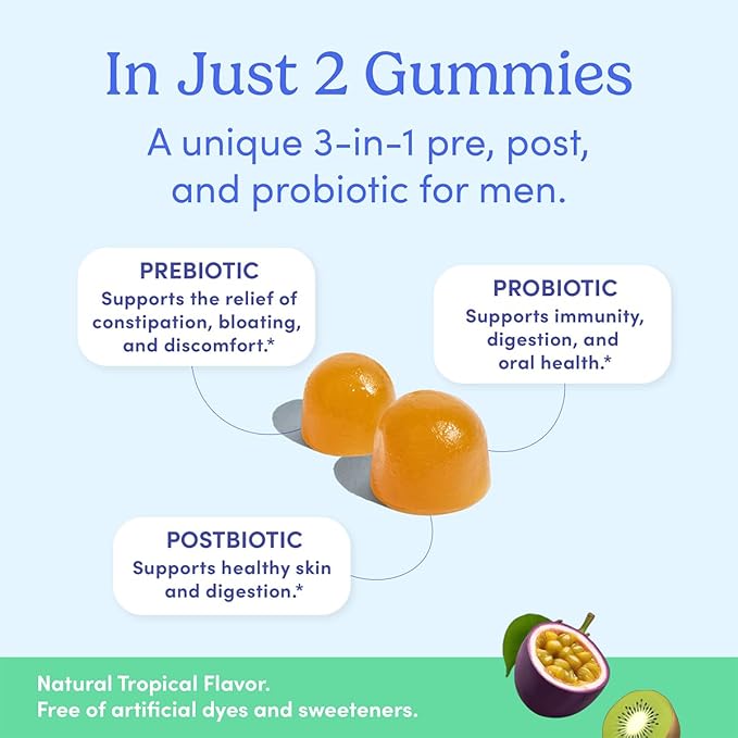 FIRST DAY Men’s Wellness Bundle with Multivitamins, Tribiotics & Calming Magnesium Gummies – Supports Nutrition, Immune & Digestive Health, Balanced Mood & Energy – 30-Day Supply