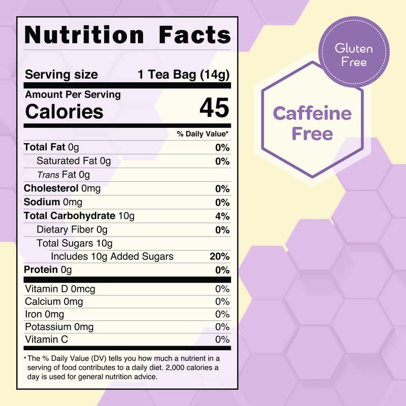 True Honey Lemon Ginger Tea Bags - Honey Crystals Blended in Every Sachet - Healthy Digestion Nourishment - All Natural Organic Herbal Caffeine Free Tea Bag 24 Count