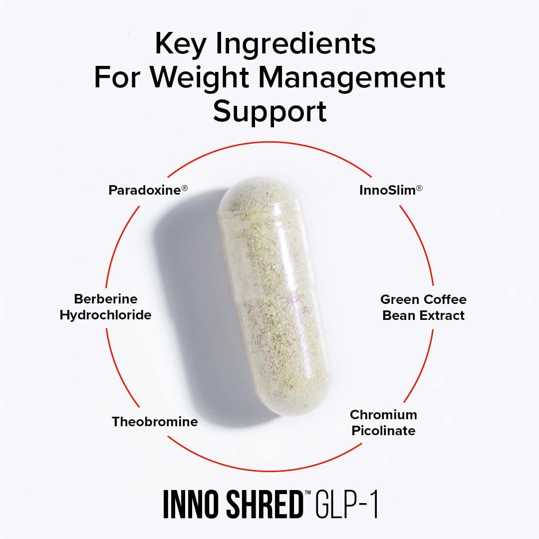 Inno Supps Inno Shred™ GLP-1 | Thermogenic Support + Appetite Support + Energy* | Berberine + Chromium | 60 Capsules. 30 Servings.