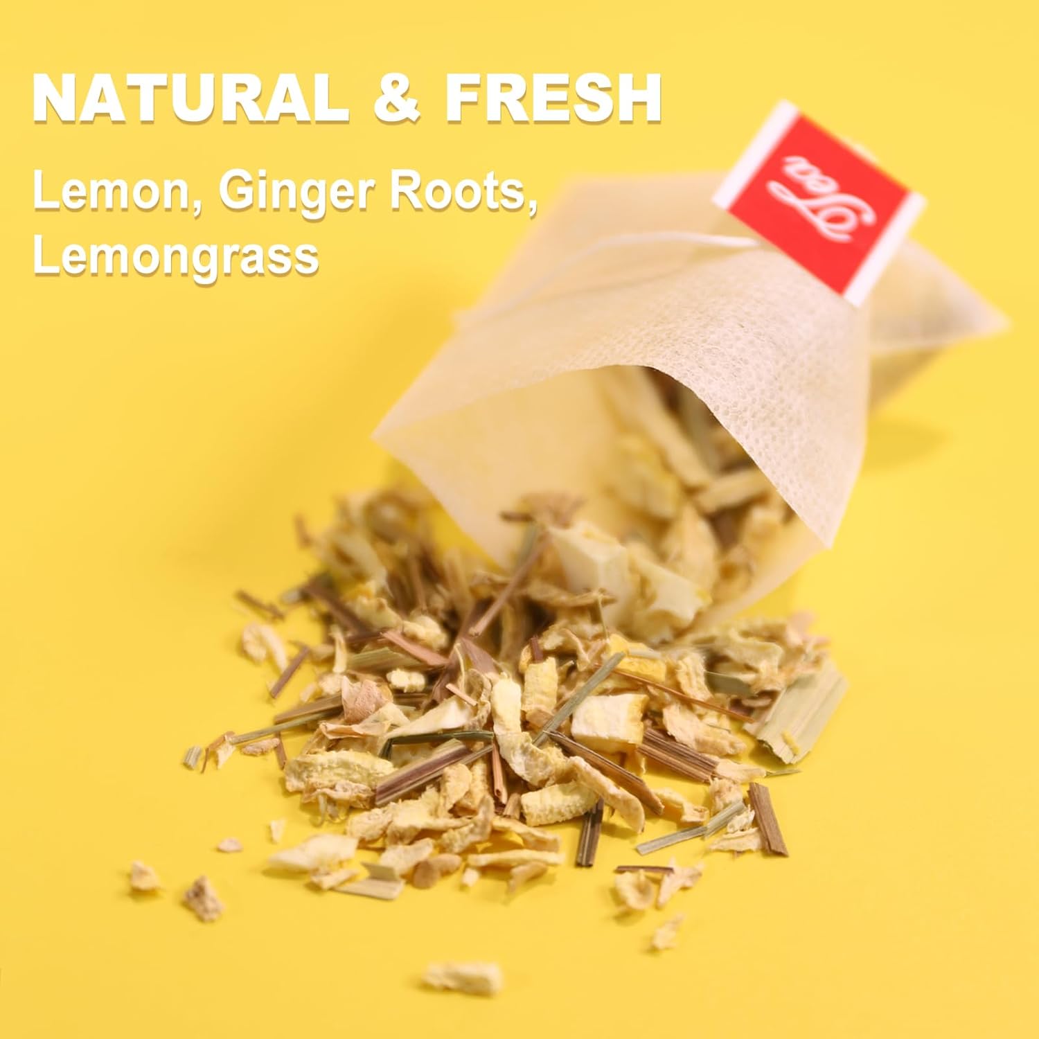 TEARELAE - Lemon Ginger Tea Bags, 70 Count - Natural & Pure Herbal Tea with Ginger Root, Lemon, Lemongrass - Non-GMO - Caffeine-free - Support Healthy Digestion