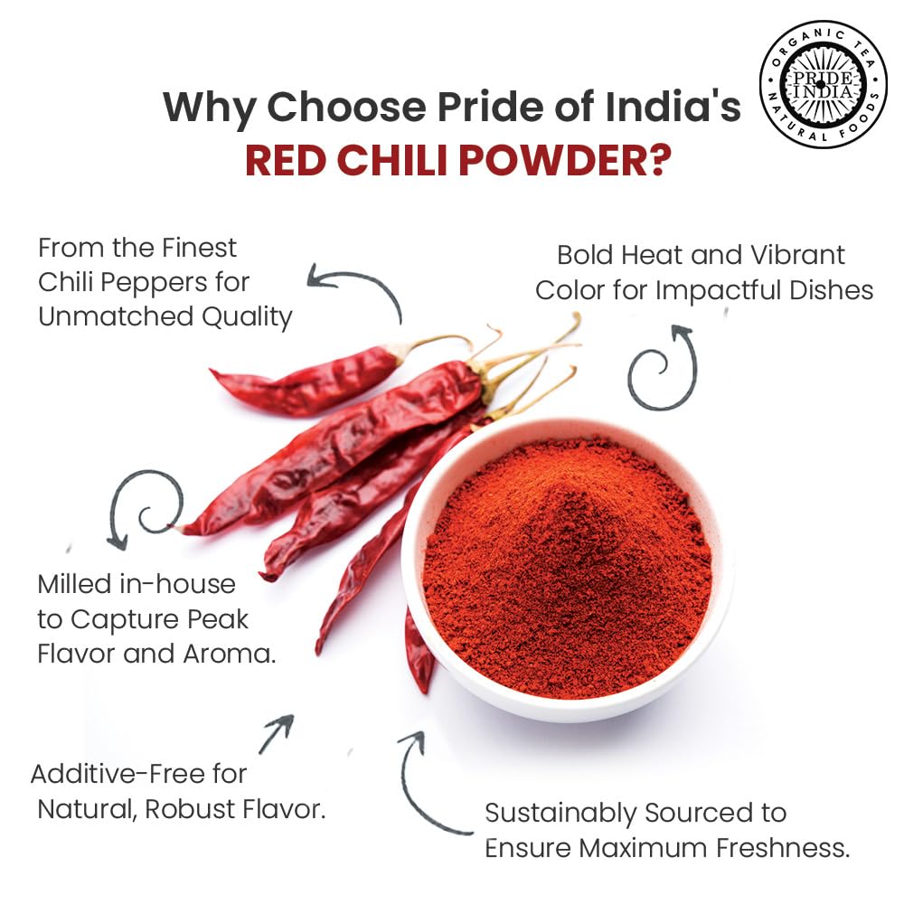 Pride Of India - PACK of 6 - Red Chili Ground – Traditional Indian Spice – Ideal for Gourmet & Savory Dishes Dishes – GMO/Gluten Free – Easy to Store - 8oz. Medium Dual Sifter Jar