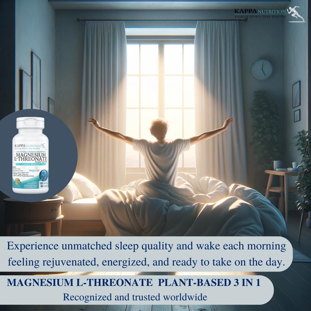 Kappa Nutrition Magbrain™ Magnesium L-Threonate Plant-Based, 420mg Elemental Magnesium (3 Capsules) from 2,253mg, 120 Vegan Capsules, Brain, Sleep & Muscle Support.