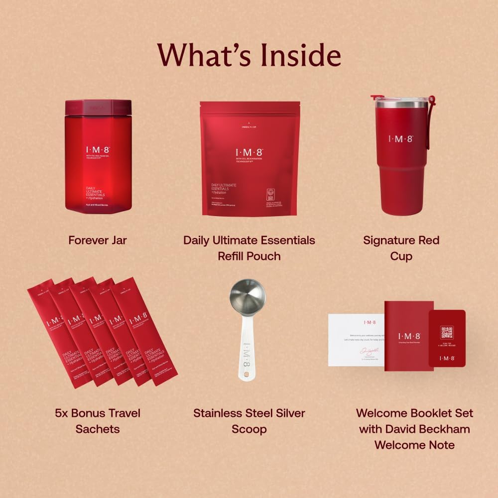 IM8 Daily Ultimate Essentials All-in-One Multivitamin Supplement (30 Servings, Starter Kit - Scoop + Tumbler Included)