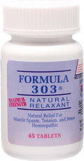 Dee CEE Labs Formula 303 Maximum Strength Tablets, 45 Tablets; All-Natural containing Magnesium for Sore Muscles, Passion Flower, and Valerian Root
