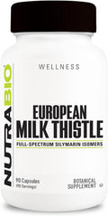 NutraBio European Milk Thistle Supplement, 241mg - Supports Antioxidant Benefits and Wellness, 90 Capsules