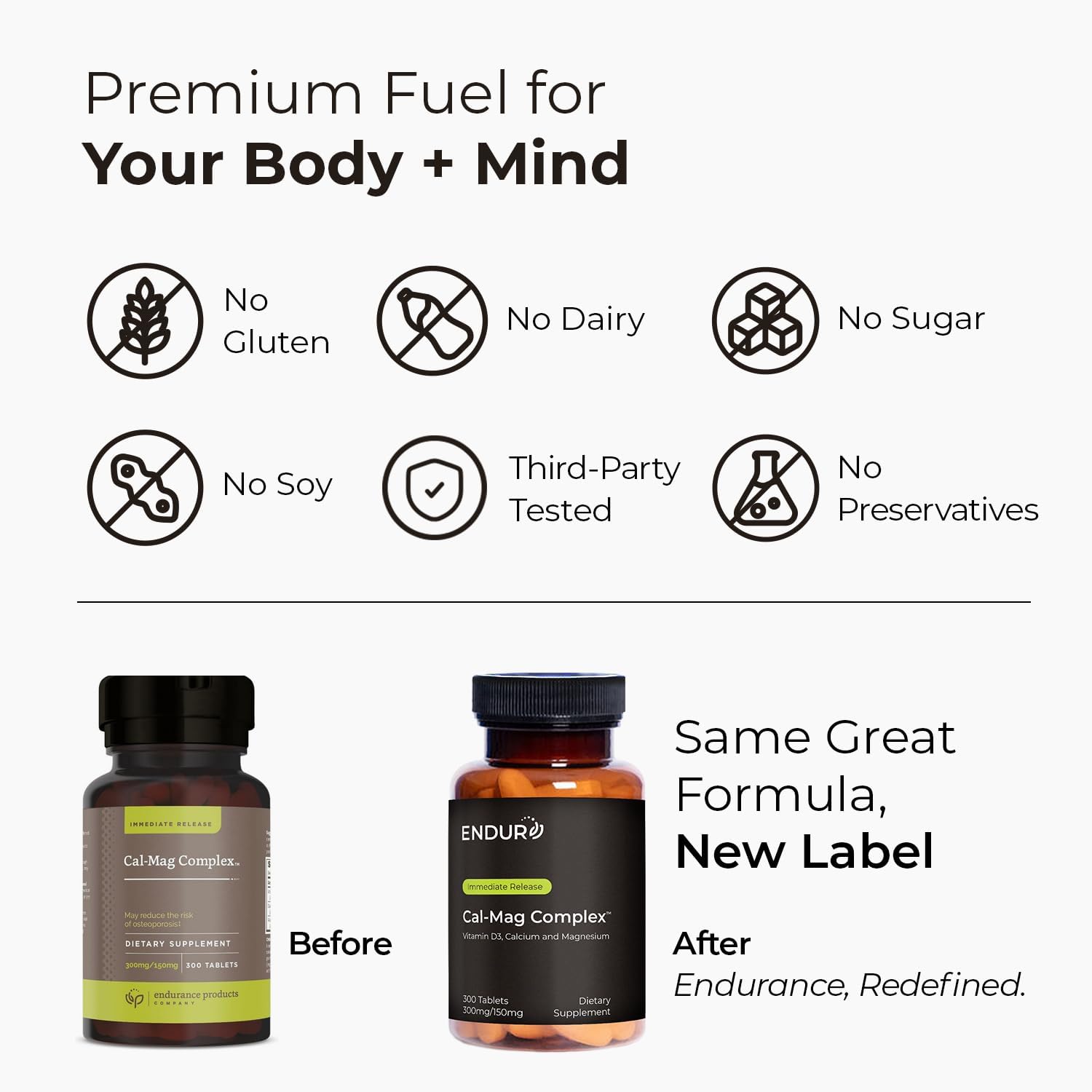 Calcium Magnesium Supplement (Cal-Mag Complex) - 300mg Calcium & 150mg Magnesium - 300 Tablets - Endurance Products Company