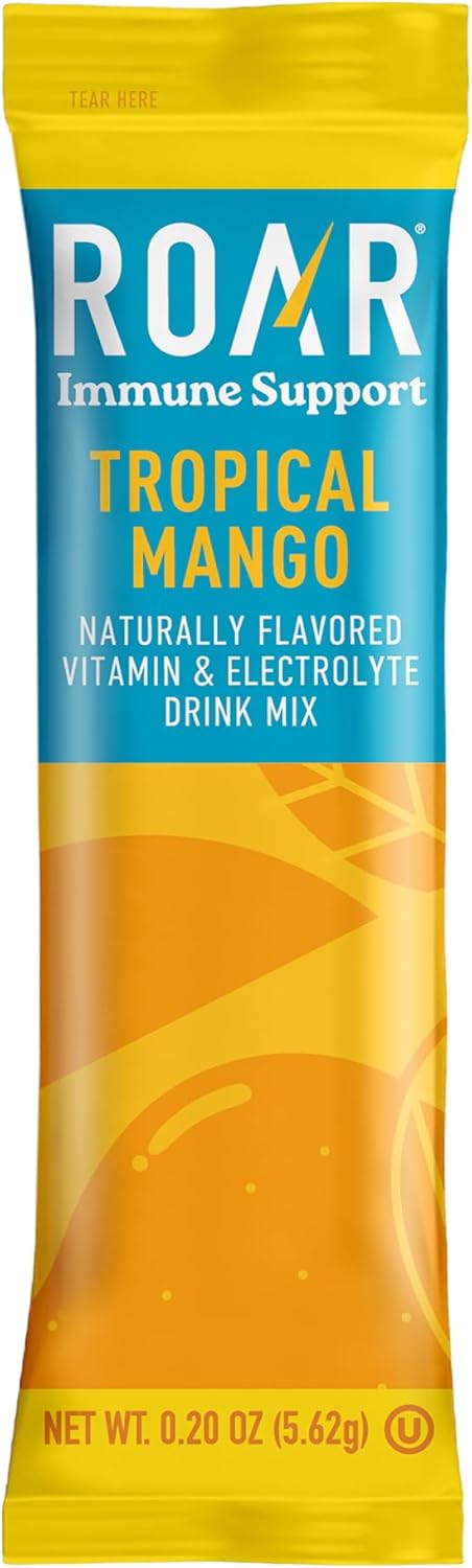 ROAR Immune Support Powder - Hydration Packets with Zinc and Elderberry - Electrolytes Powder - No GMOs, Gluten Free - Tropical Mango - 12 pc