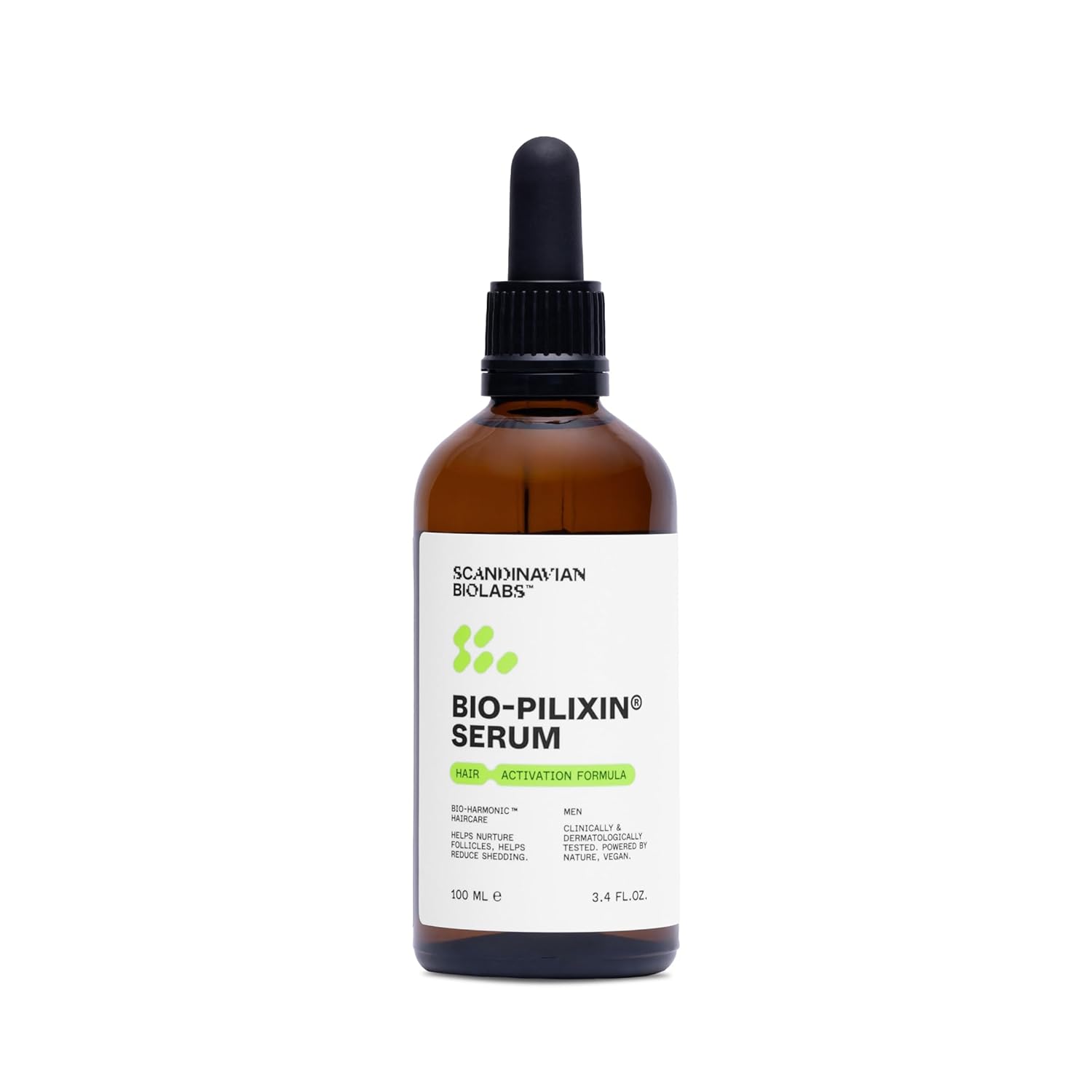 Scandinavian Biolabs Bio-Pilixin® Serum For Men | Helps Reduce Hair Loss Due to Breakage, Help Activate Hair Growth, Stem Cell Technology, Drug-Free Daily Use, Clinically Tested, 100 mL/ 3.4 Oz
