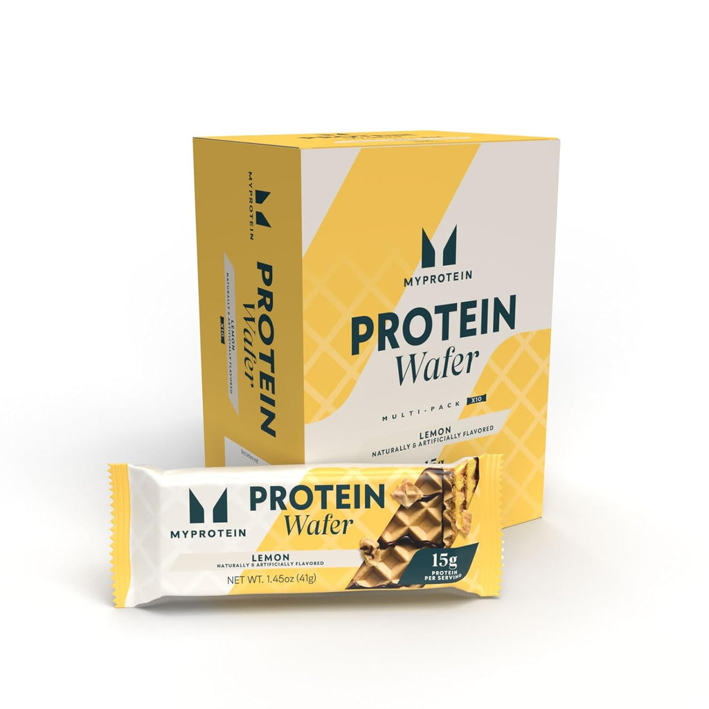 Myprotein Protein Bars, Crispy Protein Wafers, 15g High Protein Snacks, Box of 10 Lemon Wafers Packs, Milk & Whey Protein Isolate, Light & Crunchy