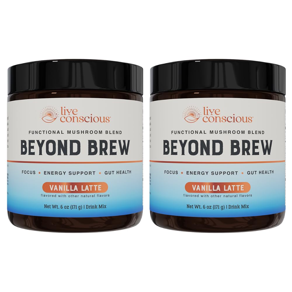 Beyond Brew Vanilla Latte Coffee Alternative - Mushroom Complex w/Lion’s Mane, Reishi, Cordyceps & Chaga for Sustained Focus, Energy & Immunity Support. Prebiotics & Probiotics Support Gut Health (Pa