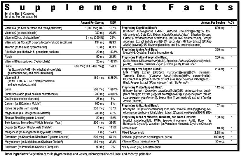 Seeking Health Optimal Multivitamin Plus, Active B Vitamins and L-5-MTHF, Riboflavin, B6, Bioavailable Folate and B12, CoQ10, Methylation Support, Vegetarian (240 Capsules)