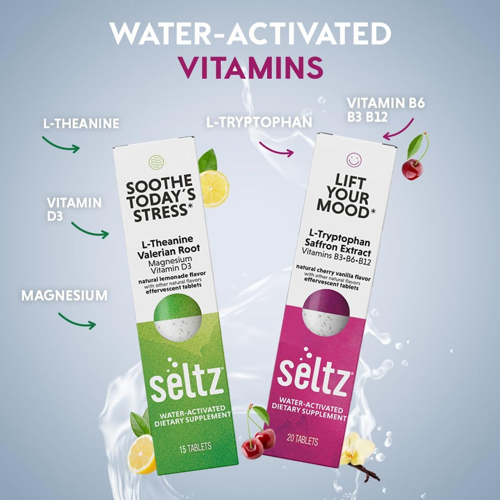Seltz® Complete Wellness Pack – Effervescent Vitamins for Energy, Immunity, Mood & Stress Support (Includes Get Up & Go, Soothe Today’s Stress, Lift Your Mood, and More!)