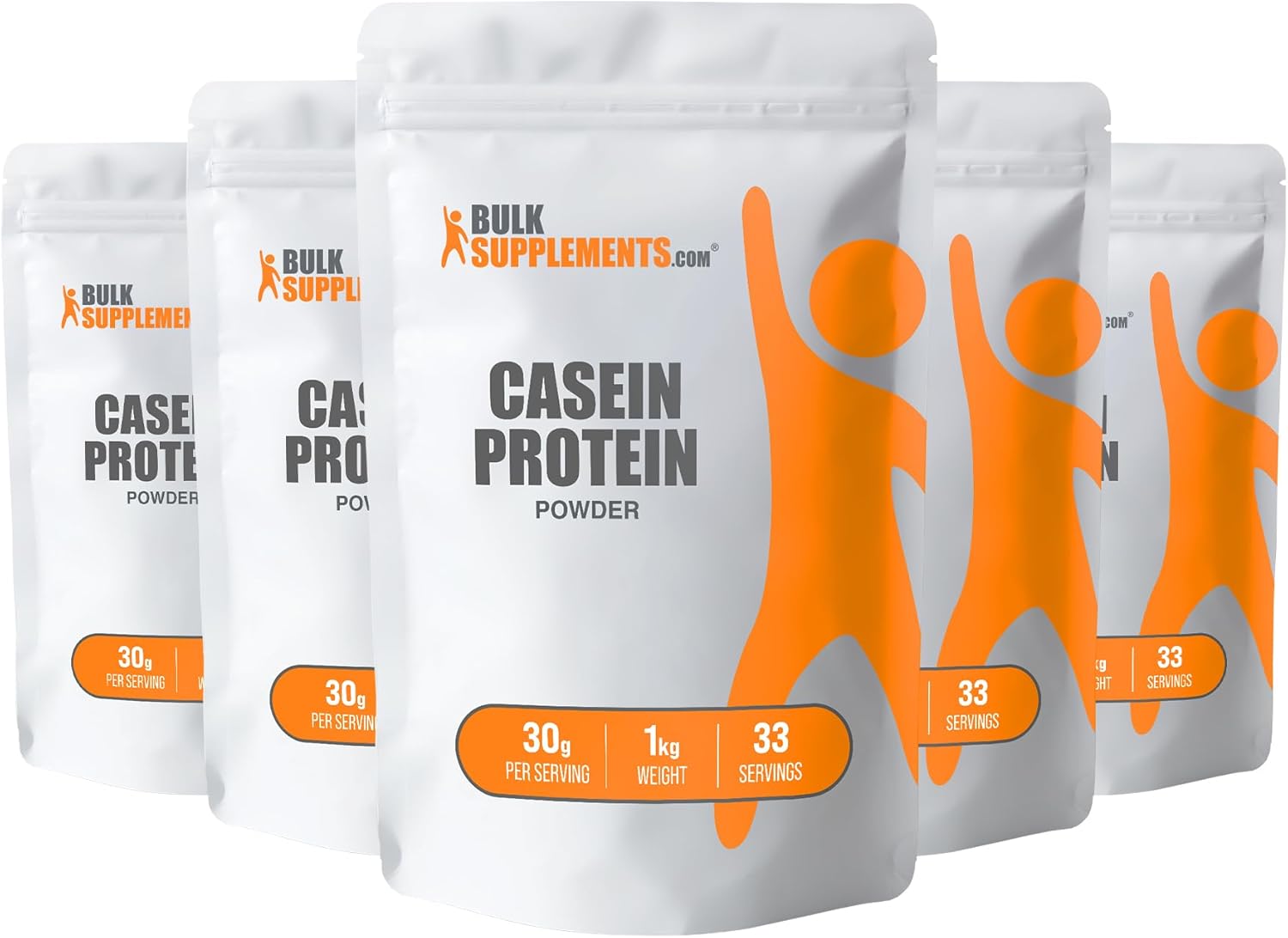 BulkSupplements.com Casein Protein Powder - Micellar Casein Powder, Protein Powder Casein, Casein Powder - Gluten Free & Soy Free, 30g per Serving, 5kg (11 lbs) (Pack of 5)