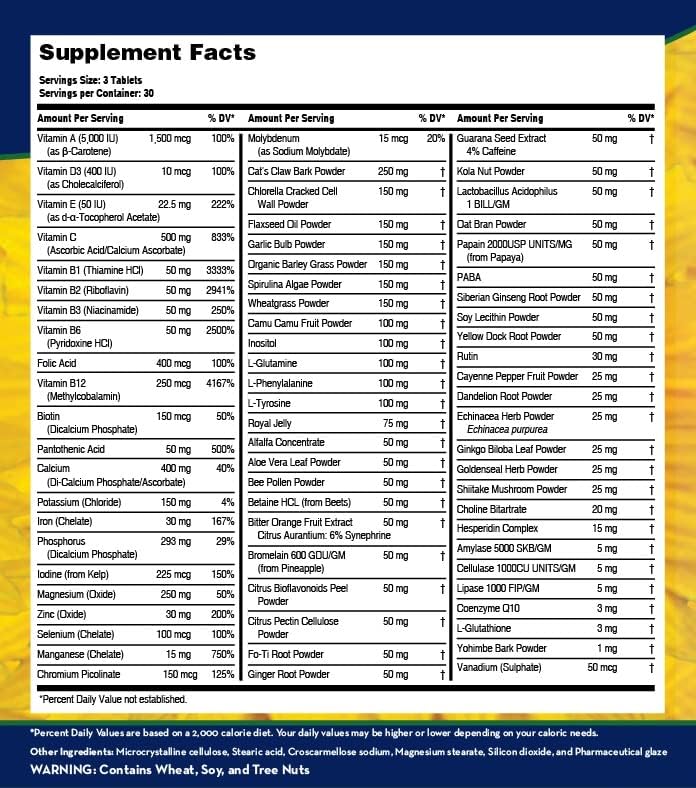 LifeSourceVitamins LifeSource Vitamins Whole Food Multivitamin & Minerals with 71 All Natural Ingredients, Probiotics, Digestive Enzymes, Chelated Minerals and Non-GMO, 90 Tablets