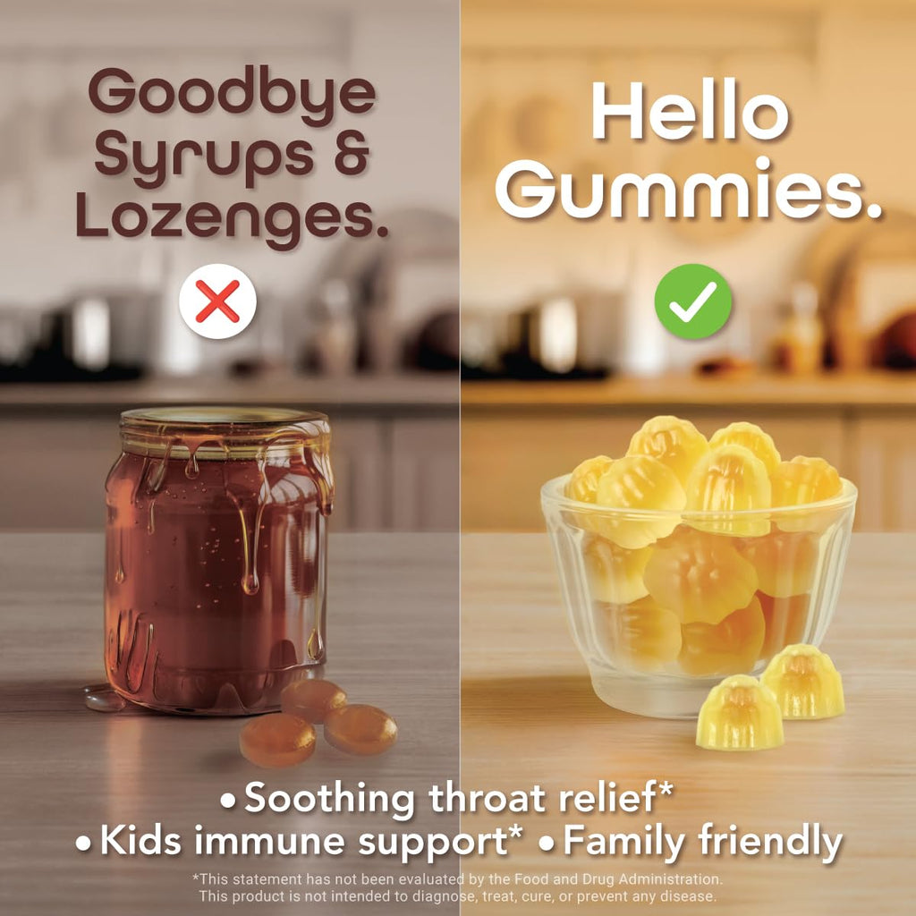 KINDNATURE Manuka Honey Medical Grade Gummies with MGO 643+ | New Zealand Manuka Honey with Zinc, Vitamin C, Elderberry – Immune & Throat Support Supplement | Kids Immune Support