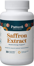 Pattern Wellness Saffron Extract - Mood, Energy & Appetite Support - 88.5mg Pure Saffron Supplement - Non-GMO & Gluten-Free - 30 Vegetable Capsules