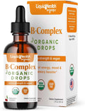 LIQUIDHEALTH USDA Organic Vitamin B Complex Drops for Men & Women - Natural Energy, Improved Focus, Memory & Mood, Immune Support, Metabolism Boost - USA Made, Extra Strength, Sugar Free, Vegan (2 oz)