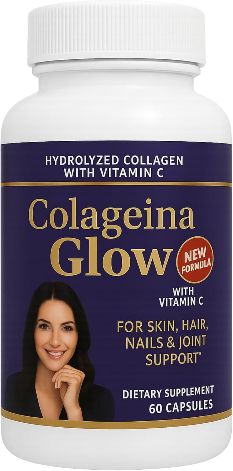 Hydrolyzed Collagen with Vitamin C – Colageina Glow Pack of 3 | 180 Capsules Total | 1000 mg Each | Beauty Routine Supplement for Hair, Nails, Skin & Joint Care – Dietary Formula