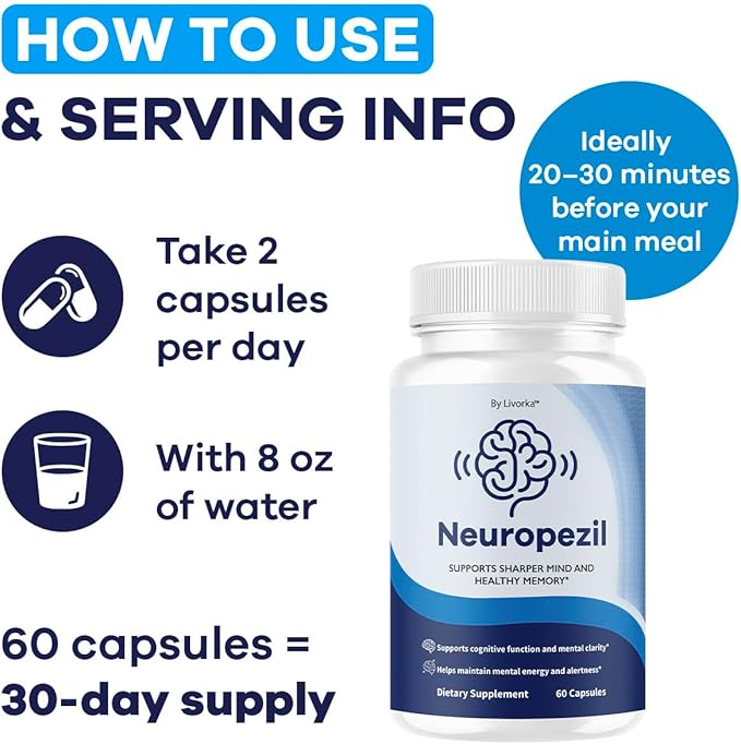 (3 Pack) Neuropezil - Official Neuropezil Supplement Pills Support Health Memory, All Natural Capsules Advanced Formula Brain Premium Focus for Overall Health & Wellness, 180 Capsules for 3 Months