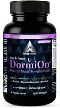 DormiOn™ Melatonin-Free Sleep Aid 10-in-1 Sleep, Stress, Cortisol, Mood & Memory Supports with Valerian, GABA, Ashwagandha, BioPerine, L-Theanine, Magnesium & Herbs – Wake Up Refreshed & No Grogginess