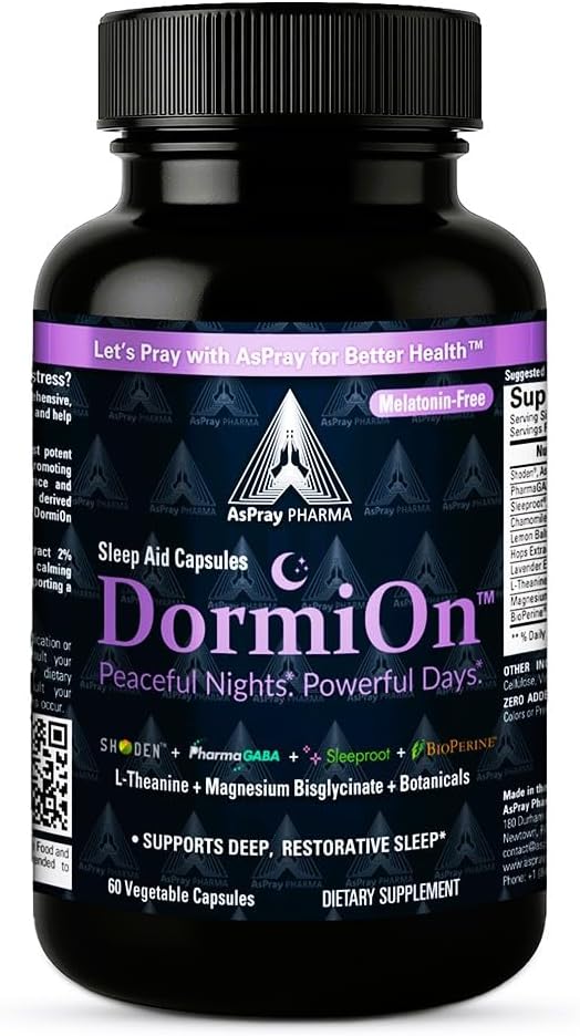 DormiOn™ Melatonin-Free Sleep Aid 10-in-1 Sleep, Stress, Cortisol, Mood & Memory Supports with Valerian, GABA, Ashwagandha, BioPerine, L-Theanine, Magnesium & Herbs – Wake Up Refreshed & No Grogginess