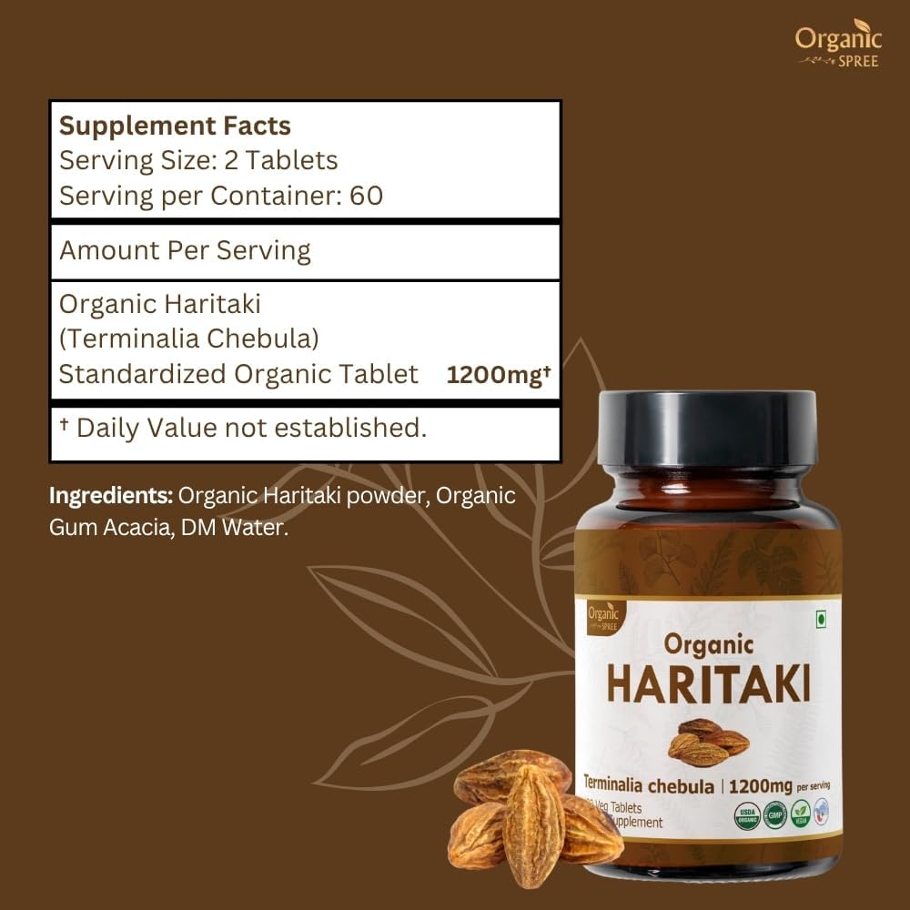 Haritaki 120 Tablets – USDA Organic Terminalia Chebula – Supports Digestion & Detoxification* - Pack of 2