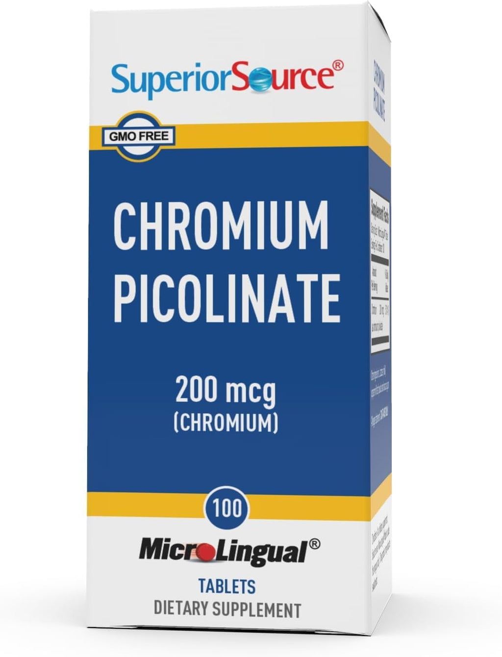 Superior Source Chromium Picolinate - Supplement Formula Supports Healthy Sugar Metabolism - 500 mcg, 50 Instant Dissolve Tablets