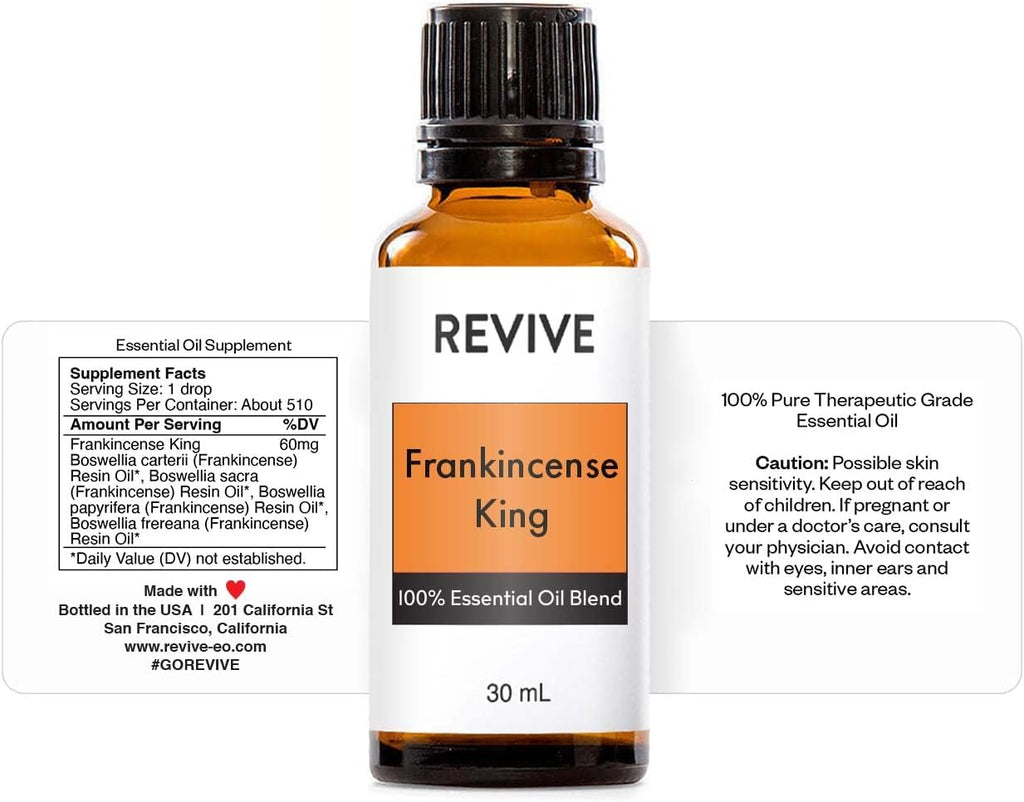 Frankincense King Essential Oil Blend 30mL by Revive Essential Oils - 100% Pure Therapeutic Grade, for Diffuser, Humidifier, Massage, Aromatherapy, Skin & Hair Care