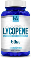 Naturally Derived Lycopene Supplement | Tomato Based Lycopene 50mg Antioxidant and Carotenoid Supplement for Heart and Prostate Support | Vegan Non-GMO & Made in US cGMP Labs (200 Veggie Capsules)
